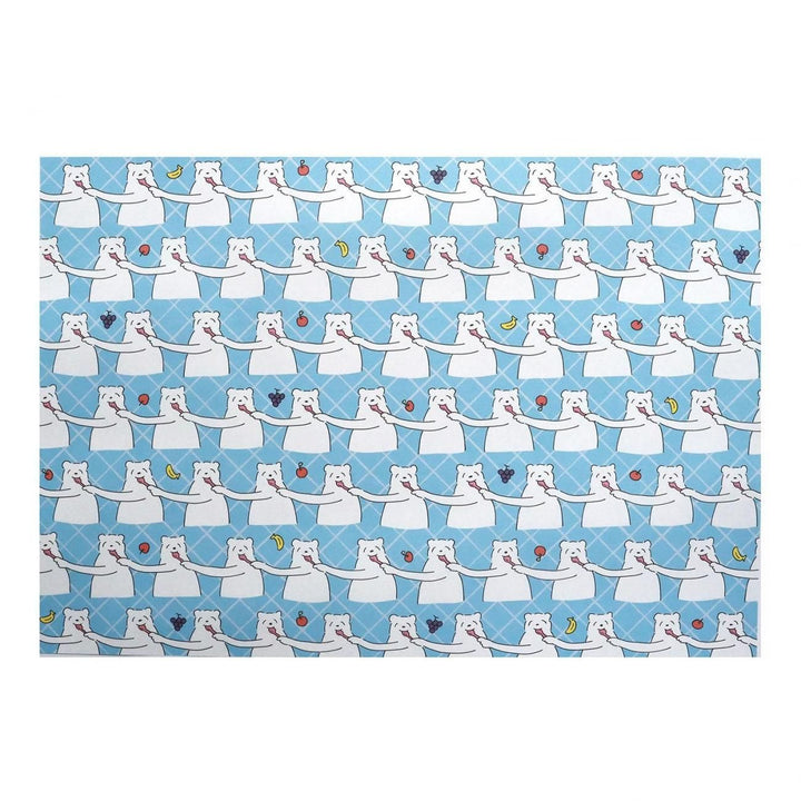 REGARO PAPIRO / Wrapping Paper -Yum Yum Bear Pattern - Blue /5 sheets