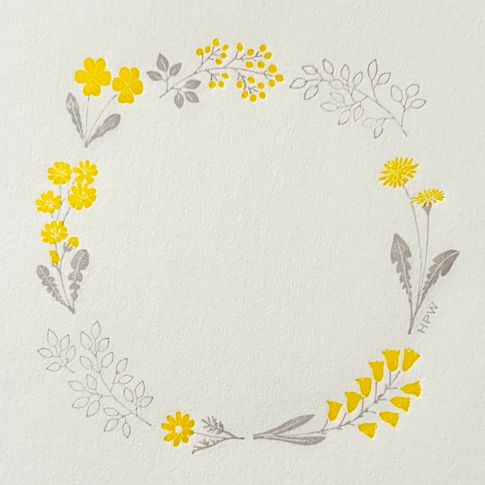 Hutte Paper Works /  活版印刷のメモパッド wreath YE & GY HPM-028