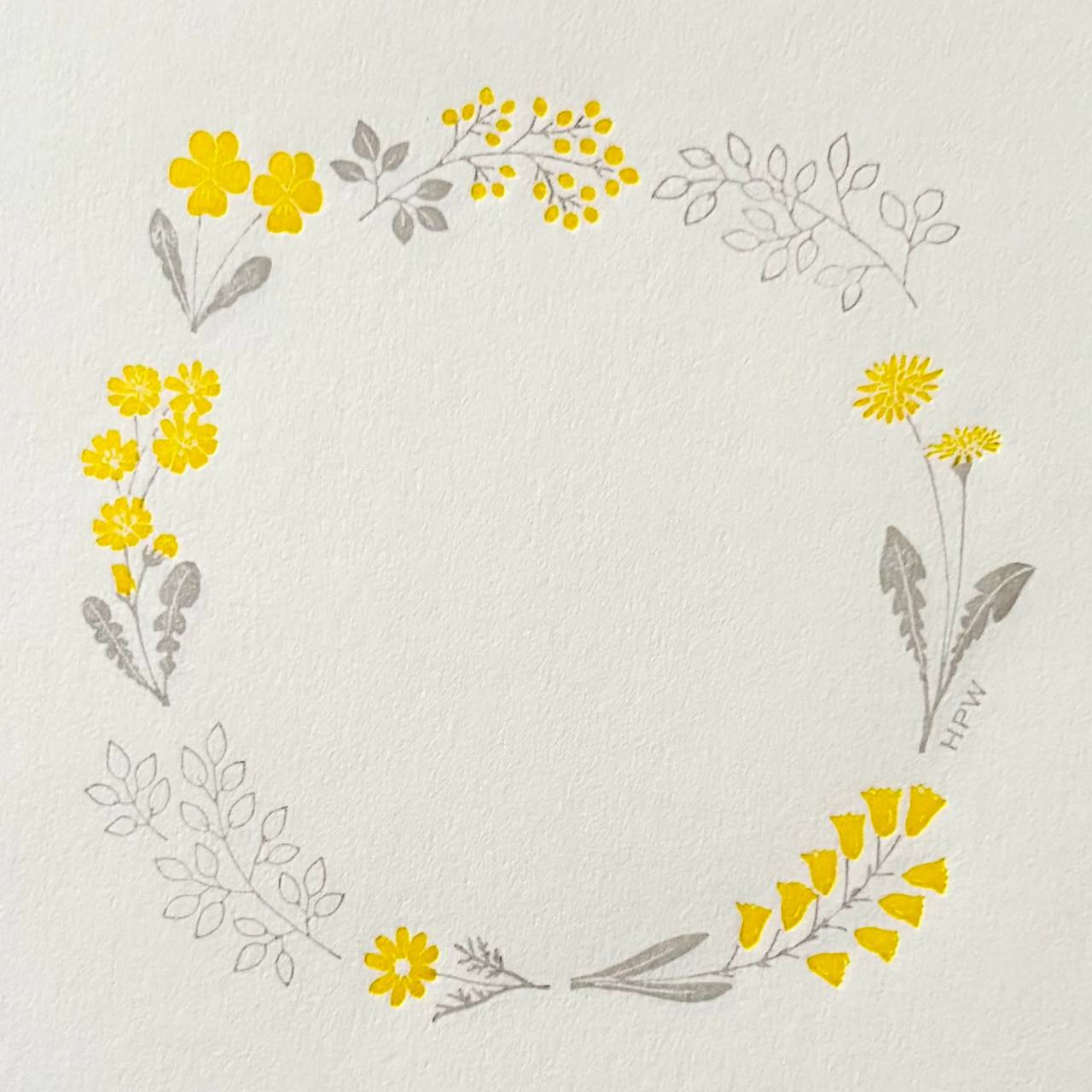 Hutte Paper Works /  Letterpress Memo Pad -wreath YE & GY HPM-028