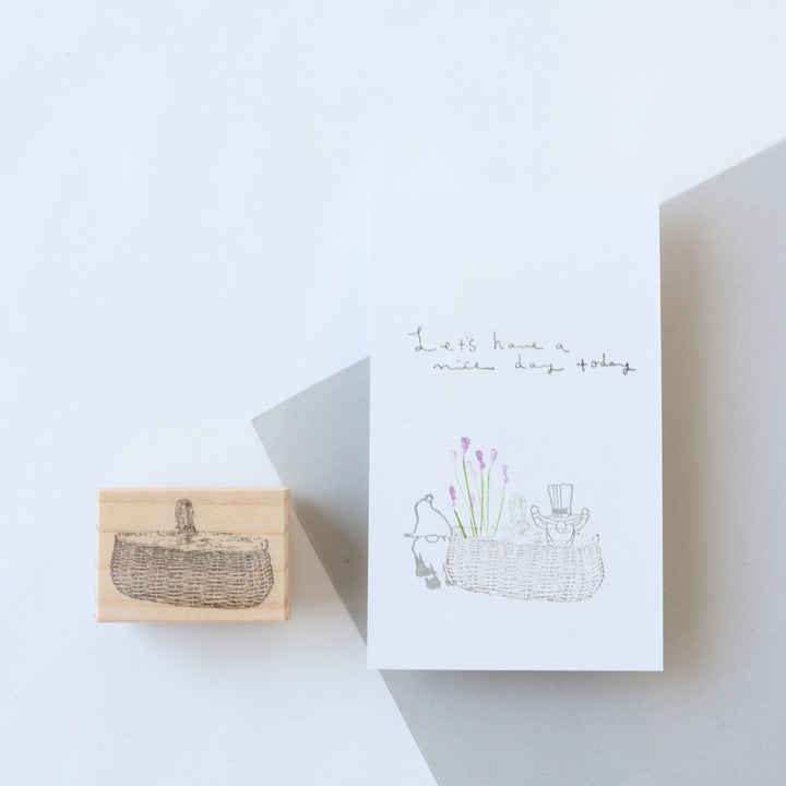 always smile.../ Rubber Stamp -Rattan basket