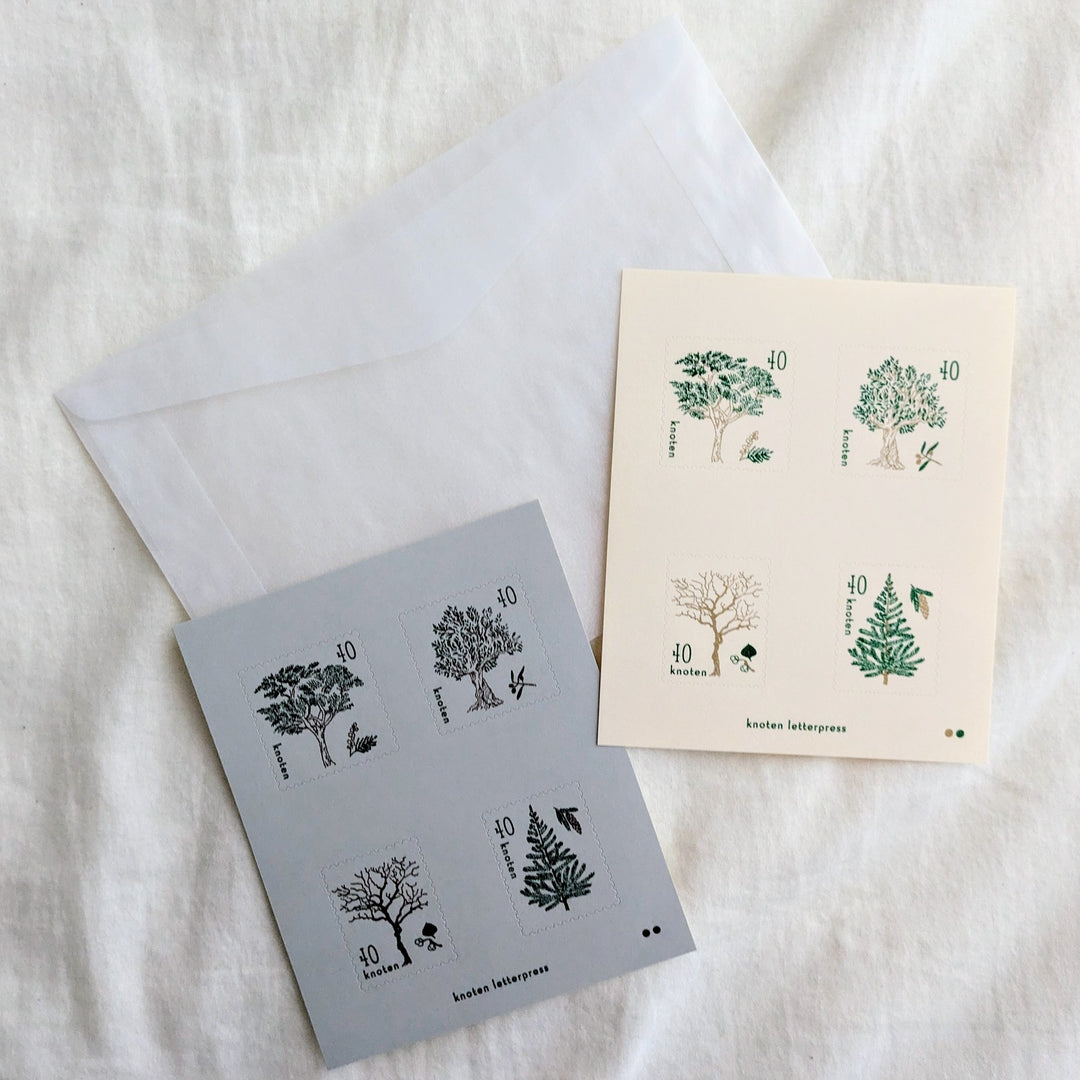 knoten letterpress / Stamp-style sticker -Trees