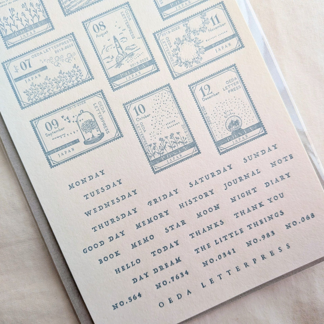 OEDA LETTERPRESS / Limited Color LETTERPRESS sticker sheet [STAMP/Ash blue]