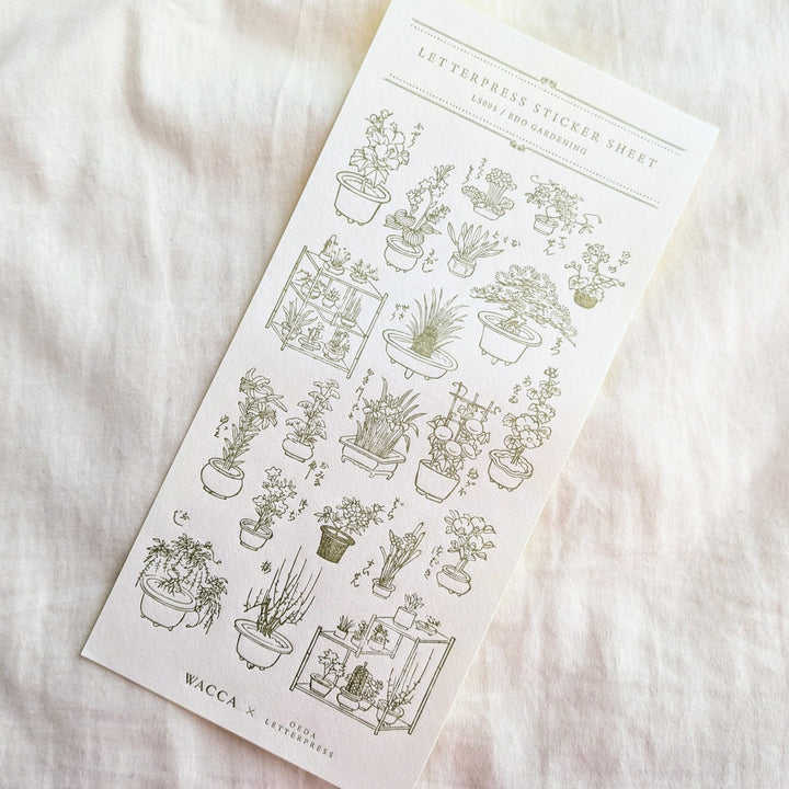 OEDA LETTERPRESS Collaboration with WACCA JAPAN / LETTERPRESS sticker sheet EDO GARDENING / greenish brown