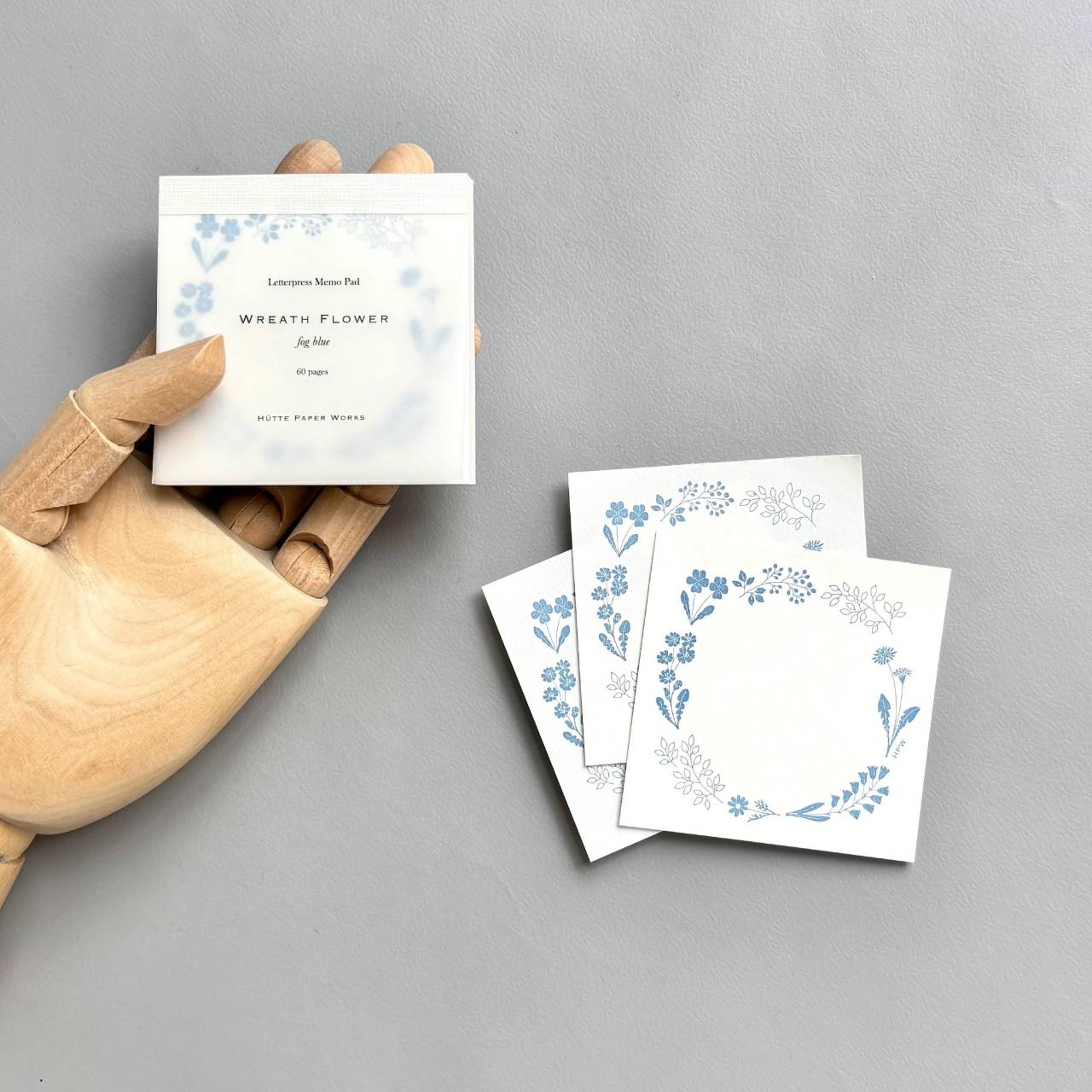 Hutte Paper Works /  Letterpress Memo Pad -wreath BL HPM-027