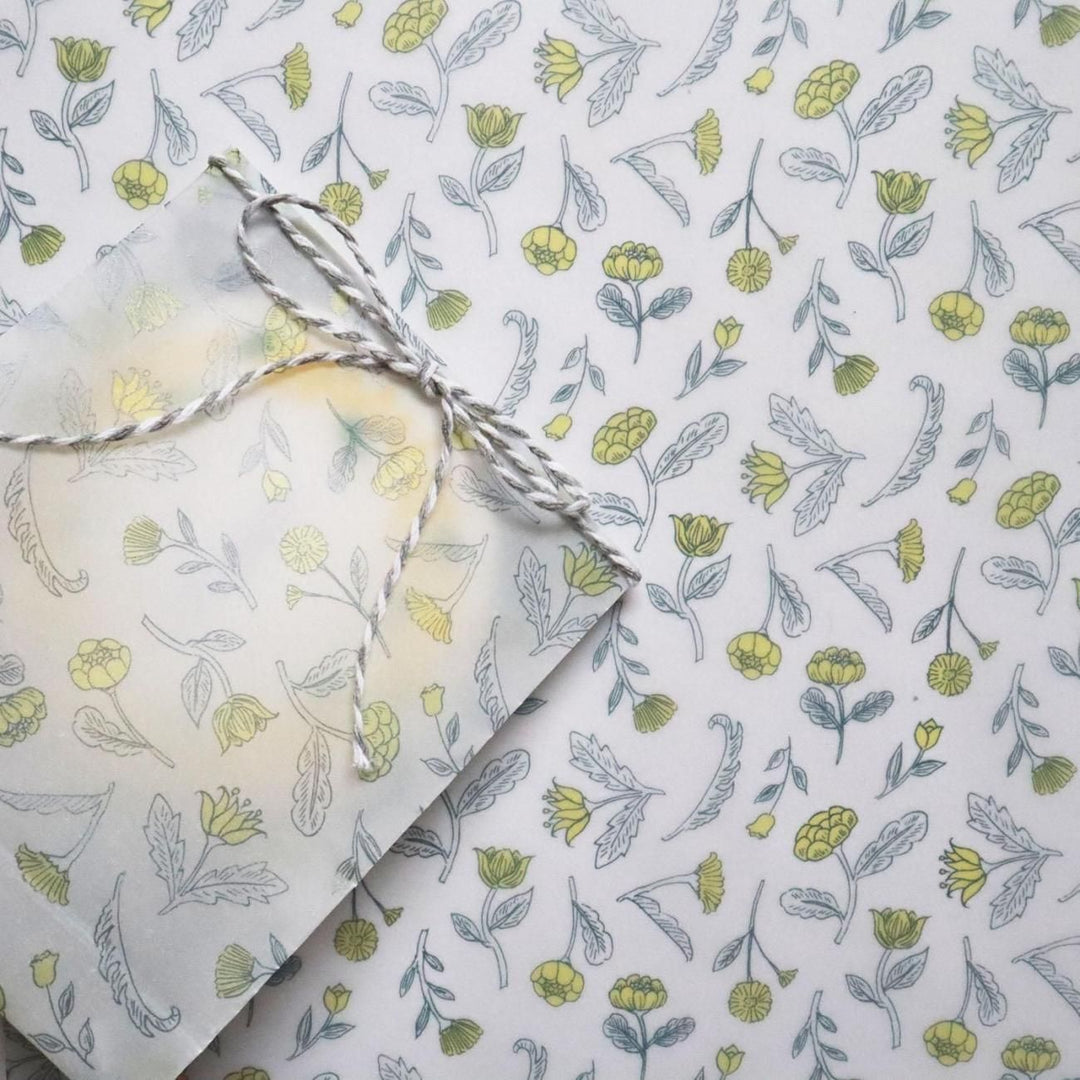 REGARO PAPIRO / Wrapping Paper(Tracing paper ) -Mini Yellow Flower /4 sheets