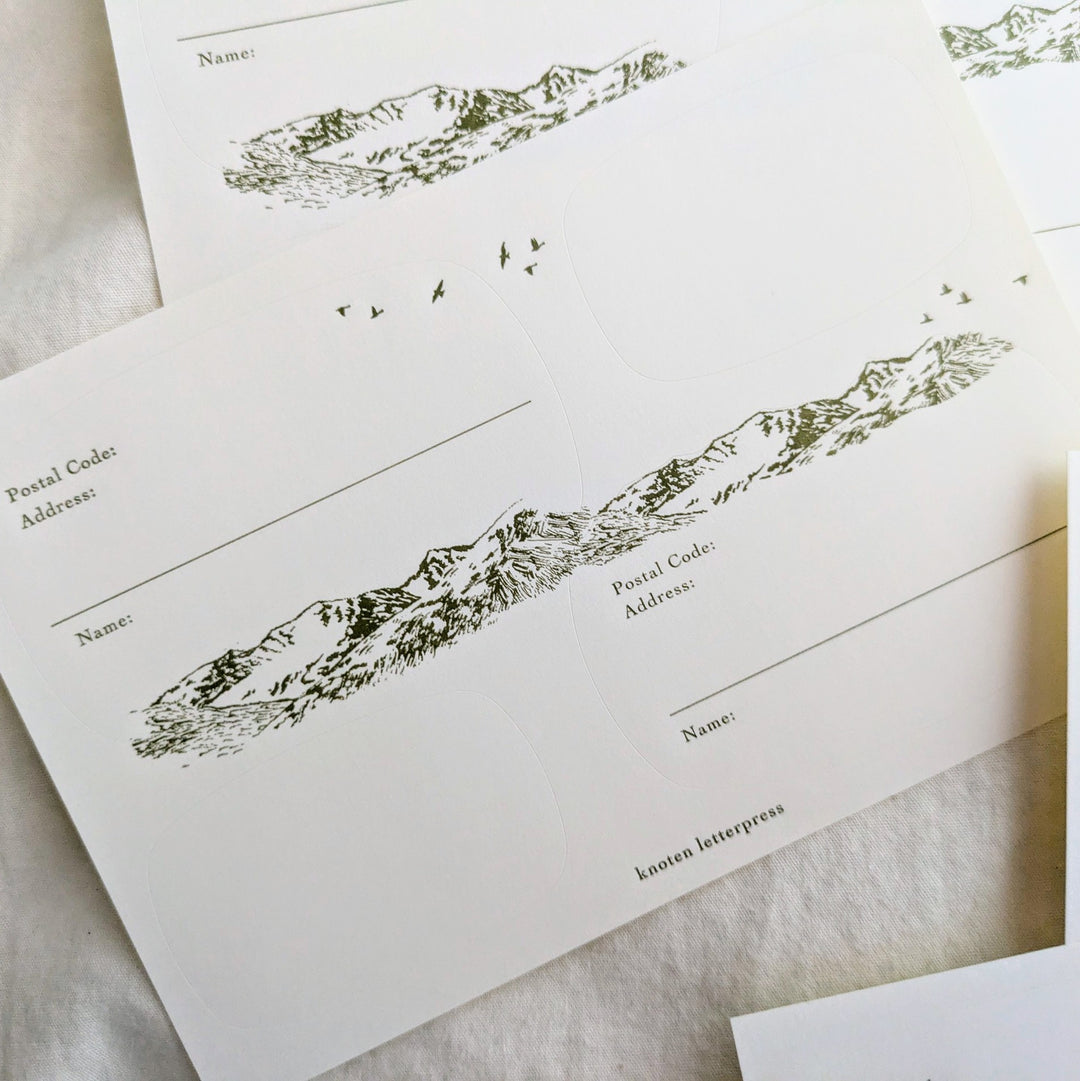 knoten letterpress / Mailing label -Mountain