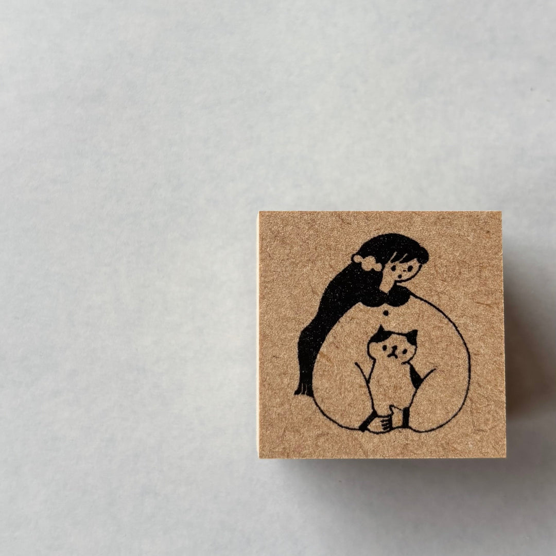 Cotori Cotori / Rubber stamp -Girl holding a cat