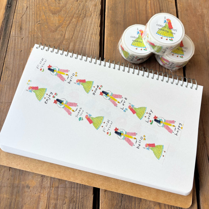 Cotori Cotori / Washi Tape -Girl holding a fountain pen
