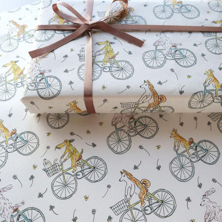 REGARO PAPIRO / Wrapping Paper -Cycling Dog /5 sheets