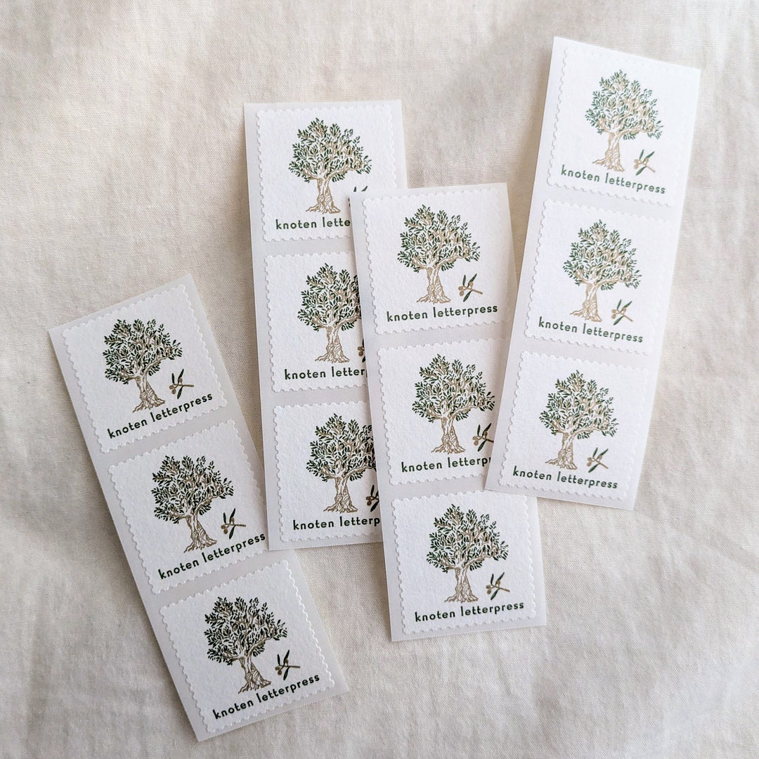 knoten letterpress / seal sticker -Olive