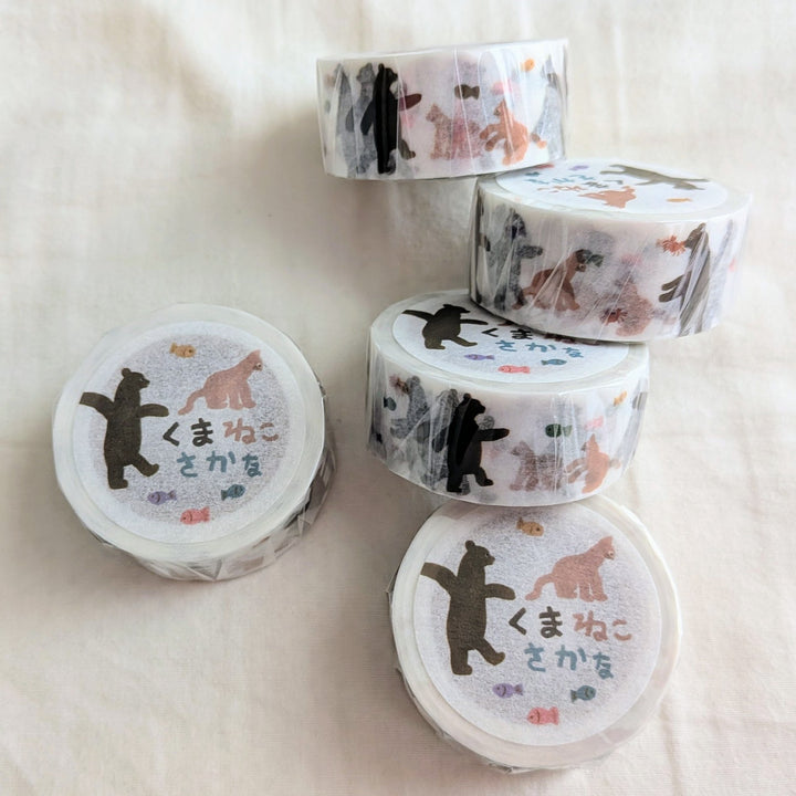 Necktie / Washi Tape -Bear, Cat and Fish