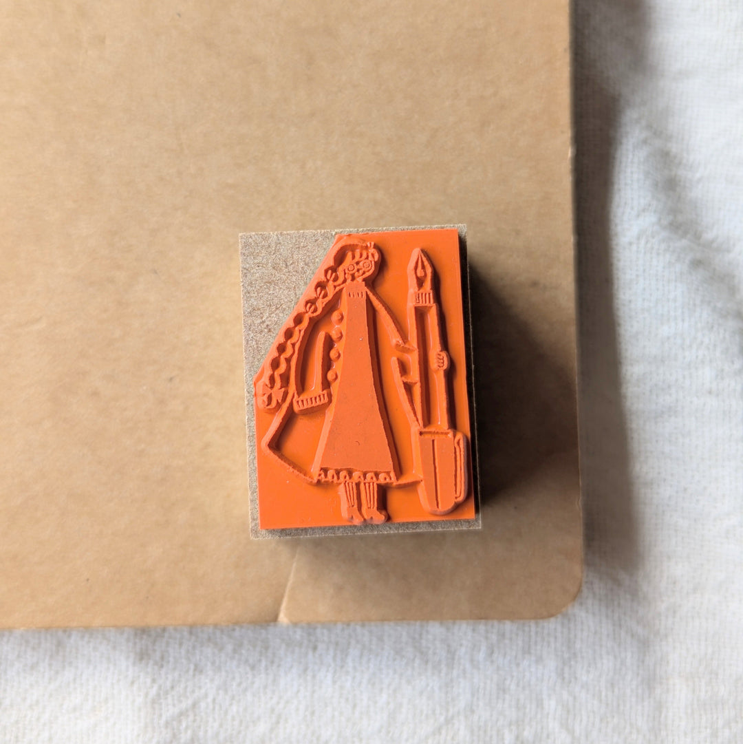 Cotori Cotori / Rubber stamp -Girl holding a fountain pen