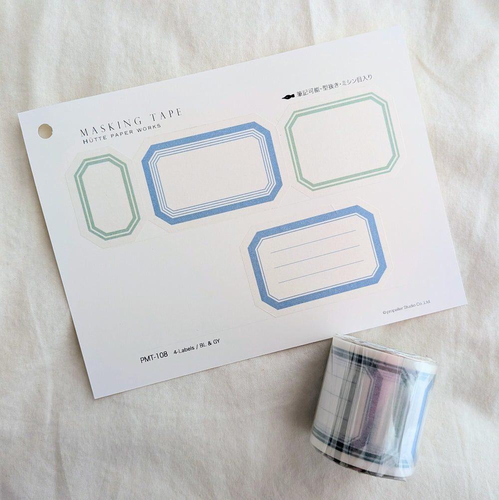 Hutte Paper Works / 筆記可能マスキングテープ 4-Labels