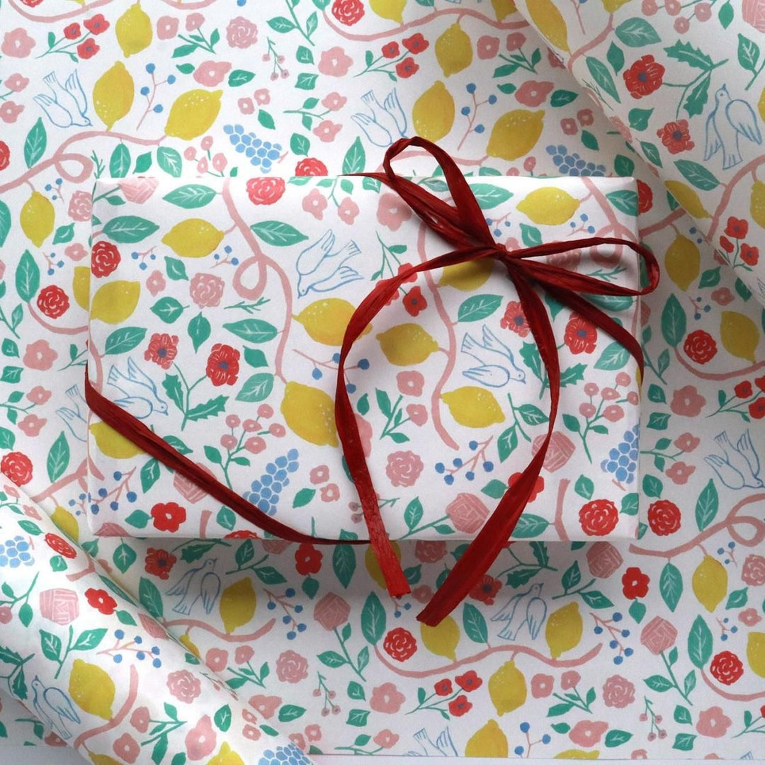 REGARO PAPIRO / Wrapping Paper -Harvest Pattern - White /5 sheets