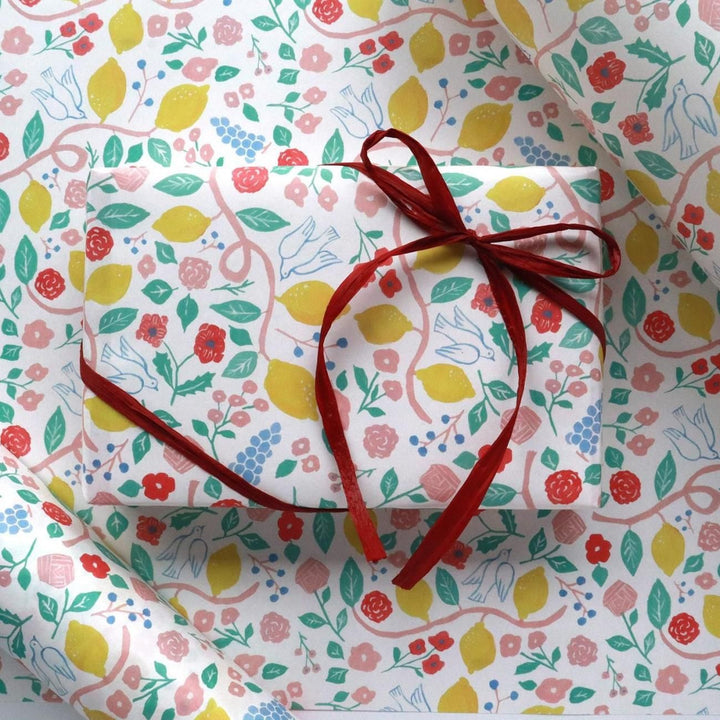 REGARO PAPIRO / Wrapping Paper -Harvest Pattern - White /5 sheets