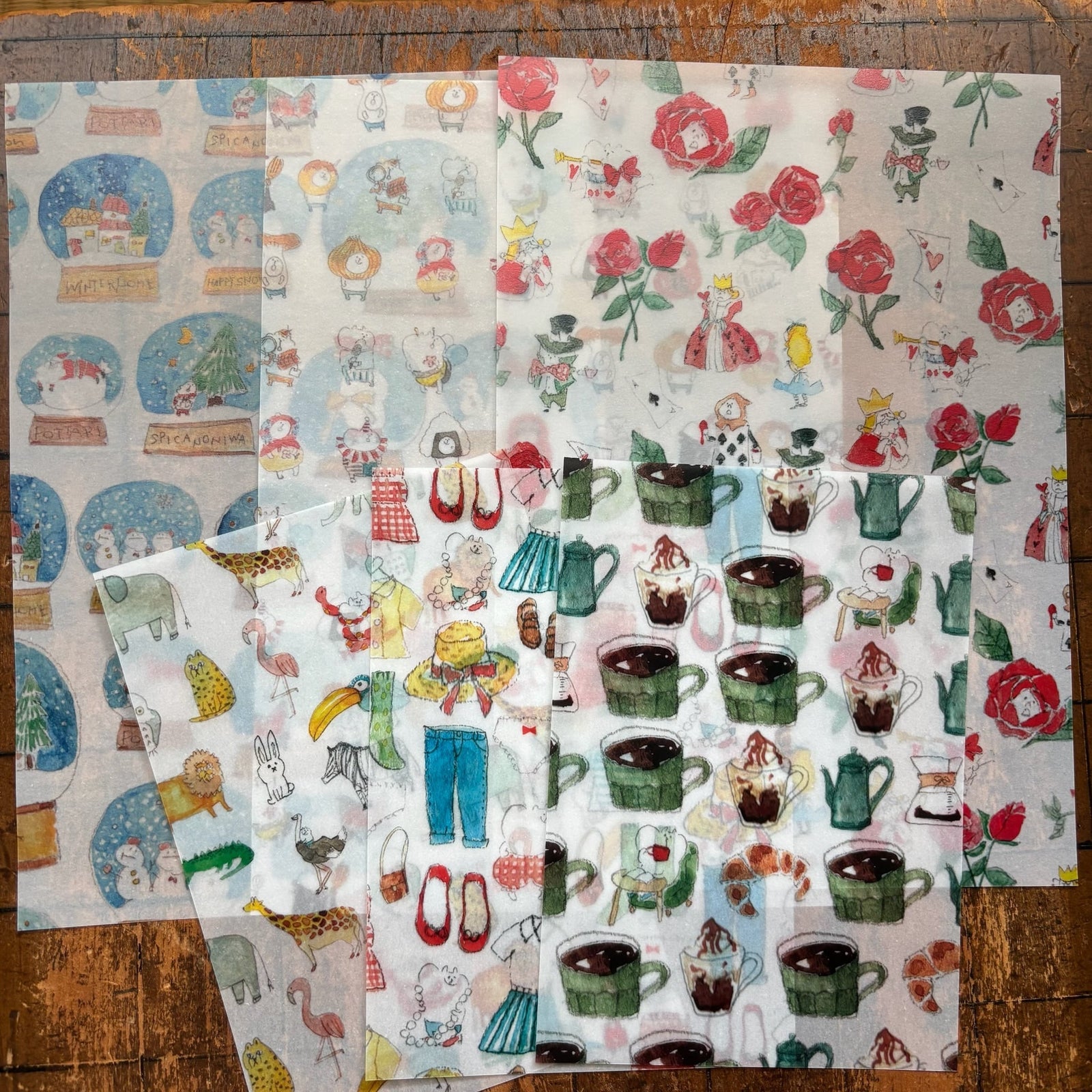 spica garden / Tranceparent Design Paper Set -coffee DS7