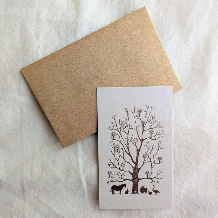 knoten letterpress / Mini Card Set -Candle Tree /mauve