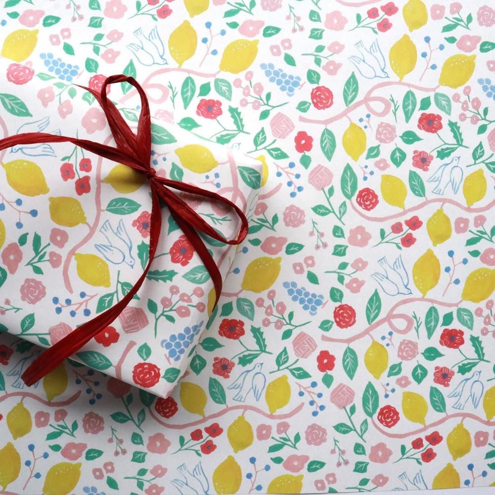 REGARO PAPIRO / Wrapping Paper -Harvest Pattern - White /5 sheets