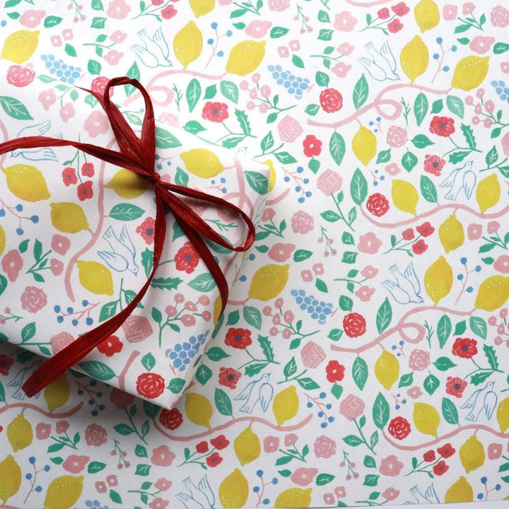 REGARO PAPIRO / Wrapping Paper -Harvest Pattern - White /5 sheets