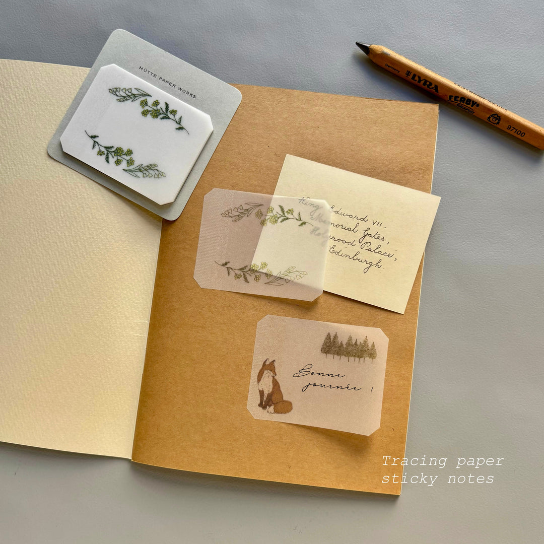 Hutte Paper Works / Tracing Paper Sticky Note -Thistle Wreath HPSM-738