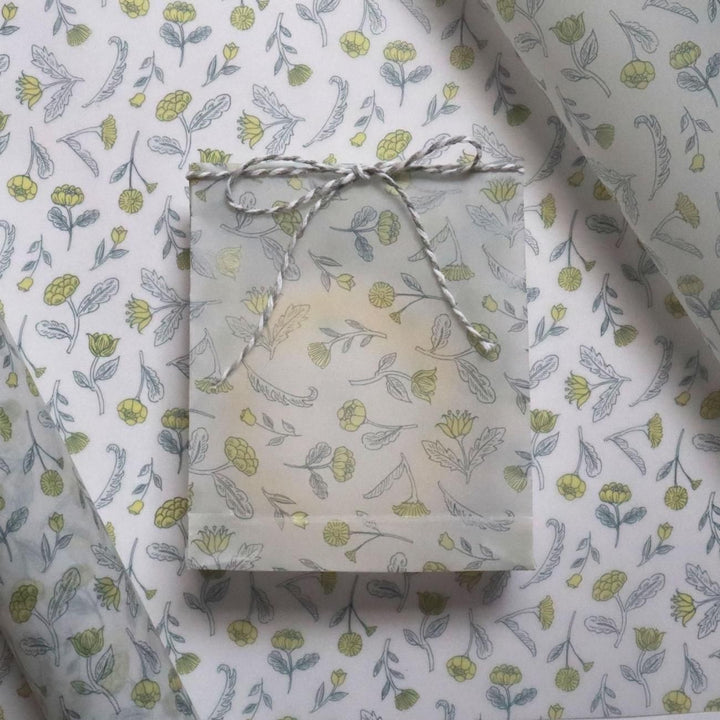 REGARO PAPIRO / Wrapping Paper(Tracing paper ) -Mini Yellow Flower /4 sheets