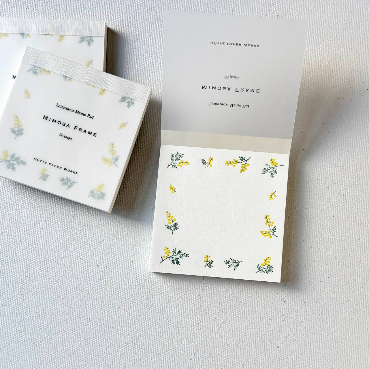 Hutte Paper Works /  Letterpress Memo Pad -mimosa HPM-026