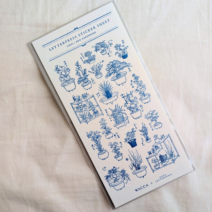 OEDA LETTERPRESS Collaboration with WACCA JAPAN / Limited Color LETTERPRESS sticker sheet [EDO GARDENING/Cobalt blue]