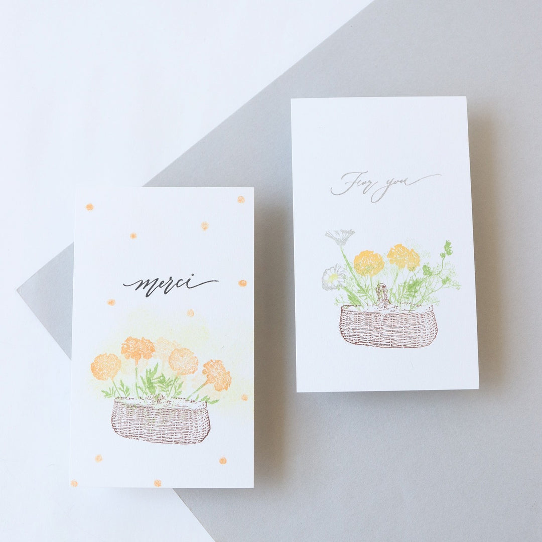 always smile.../ Rubber Stamp -Rattan basket