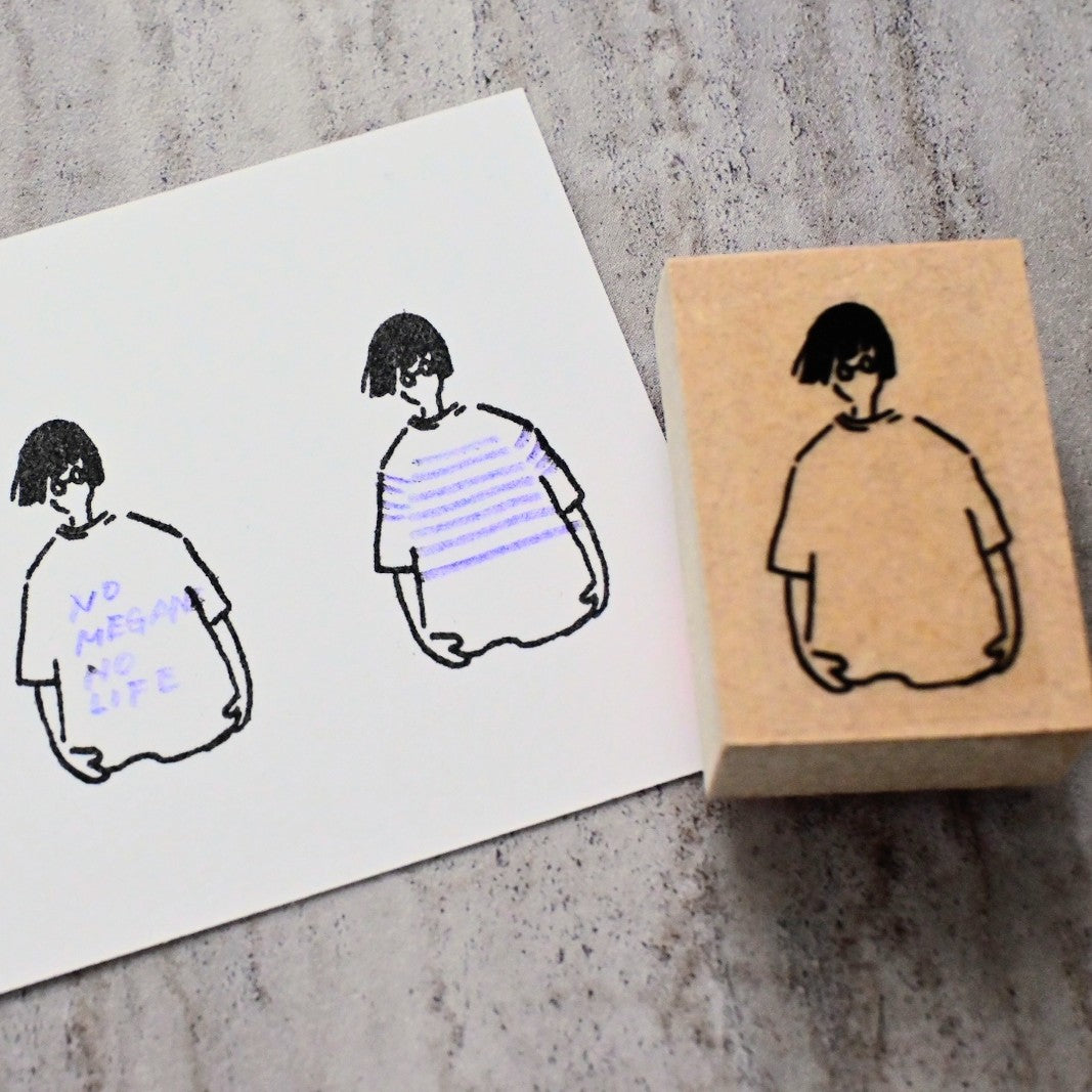 MA7stamp / Rubber Stamp -Fumiko wearing a T-shirt