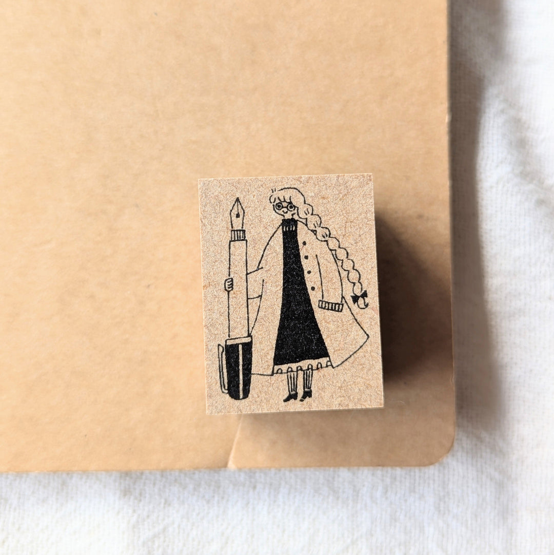 Cotori Cotori / Rubber stamp -Girl holding a fountain pen
