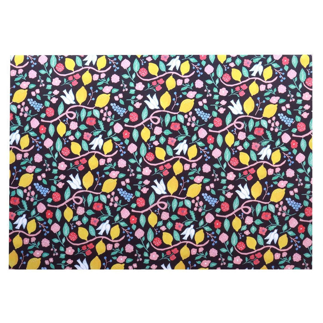 REGARO PAPIRO / Wrapping Paper -Harvest Pattern - Black /5 sheets
