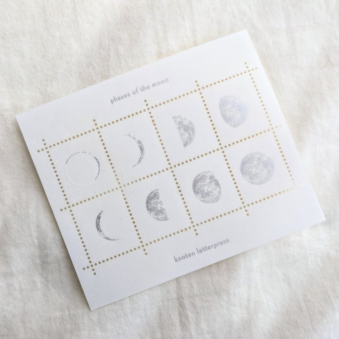 knoten letterpress / Stamp-style sticker -Phases of the moon