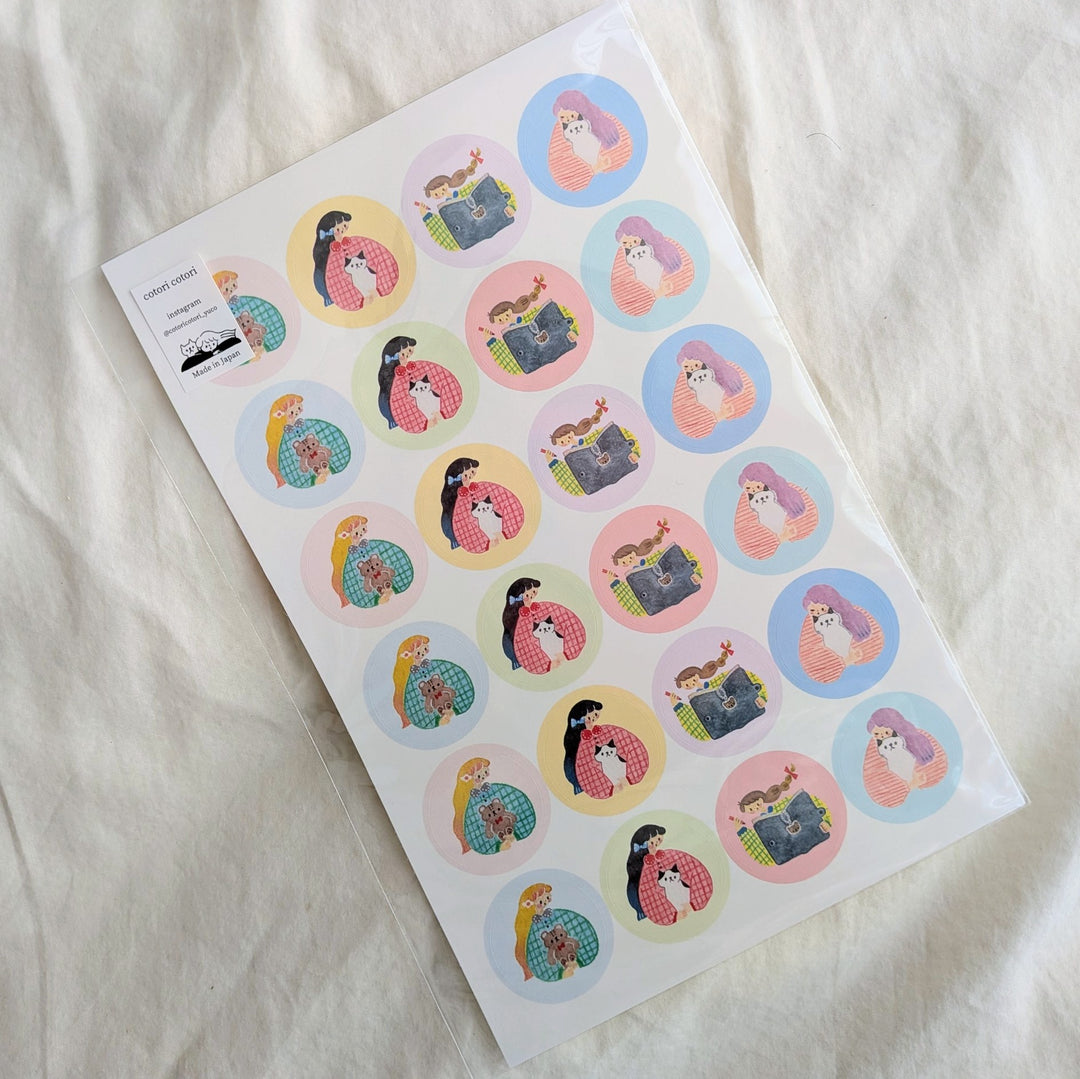 Cotori Cotori / Round stickers -Cuddly Hug