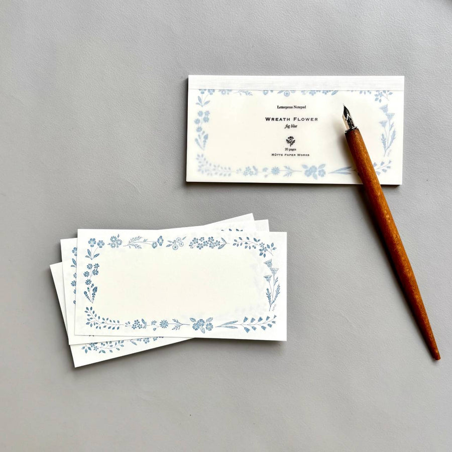 Hutte Paper Works / Letterpress Letter Pad -floral wreath BL HPLP-115