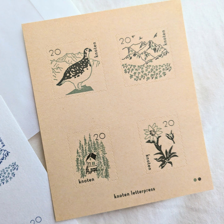 knoten letterpress / Stamp-style sticker -Mountain