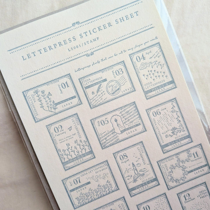 OEDA LETTERPRESS / Limited Color LETTERPRESS sticker sheet [STAMP/Ash blue]