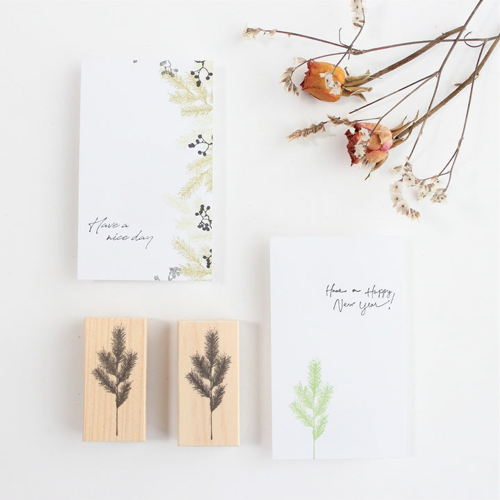 always smile.../ Rubber Stamp -Pine tree