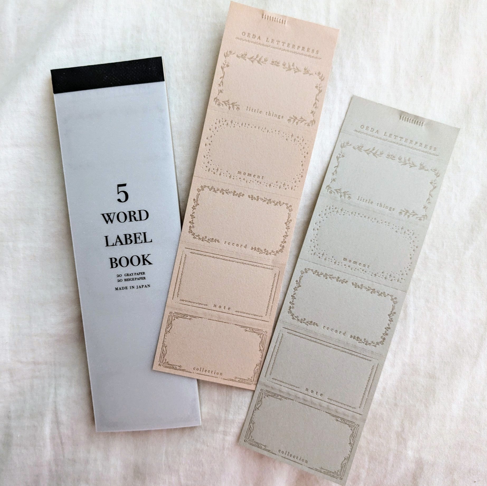 OEDA LETTERPRESS / 5word label book gray&beige paper – PAPER SHOP JAPAN
