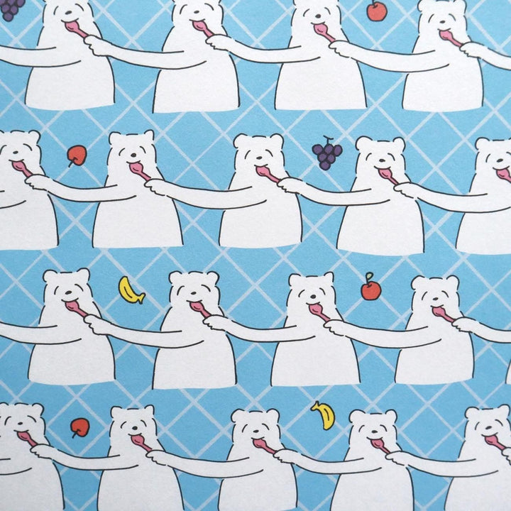 REGARO PAPIRO / Wrapping Paper -Yum Yum Bear Pattern - Blue /5 sheets