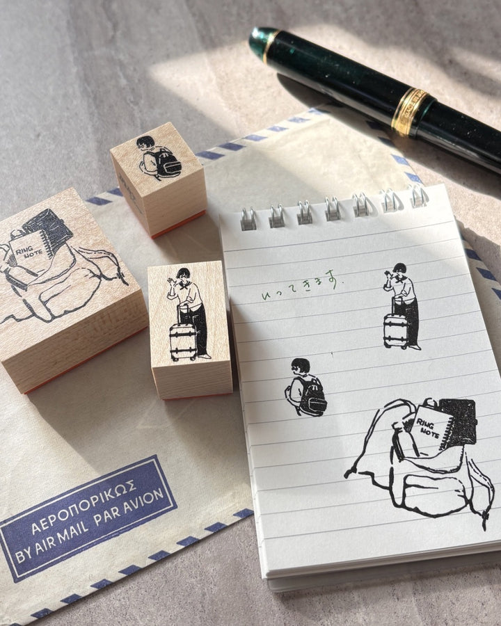 MA7stamp / Rubber Stamp -Fumiko with a Suitcase