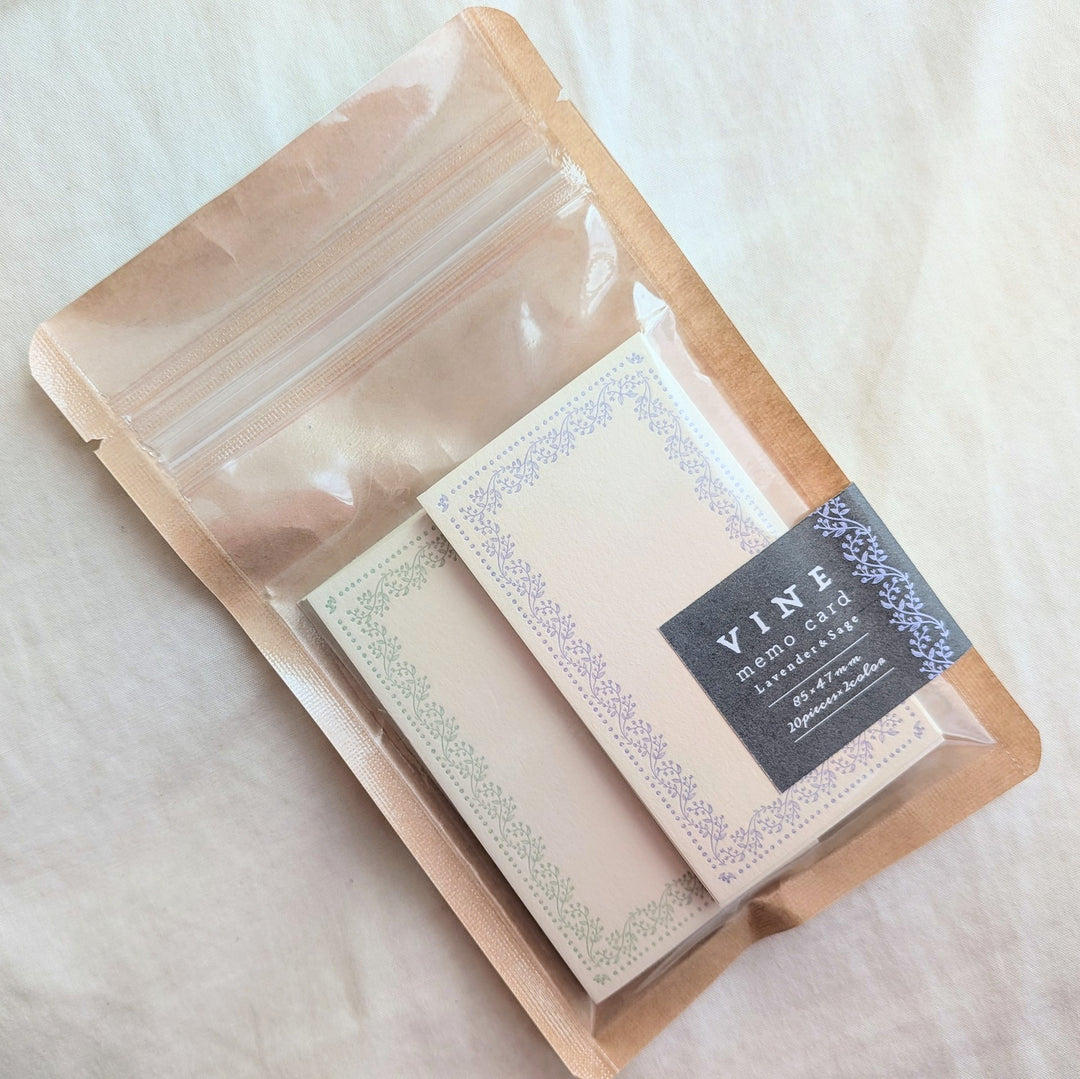 OEDA LETTERPRESS / Limited Edition Memo card 'VINE' Limited color -Lavender&Sage