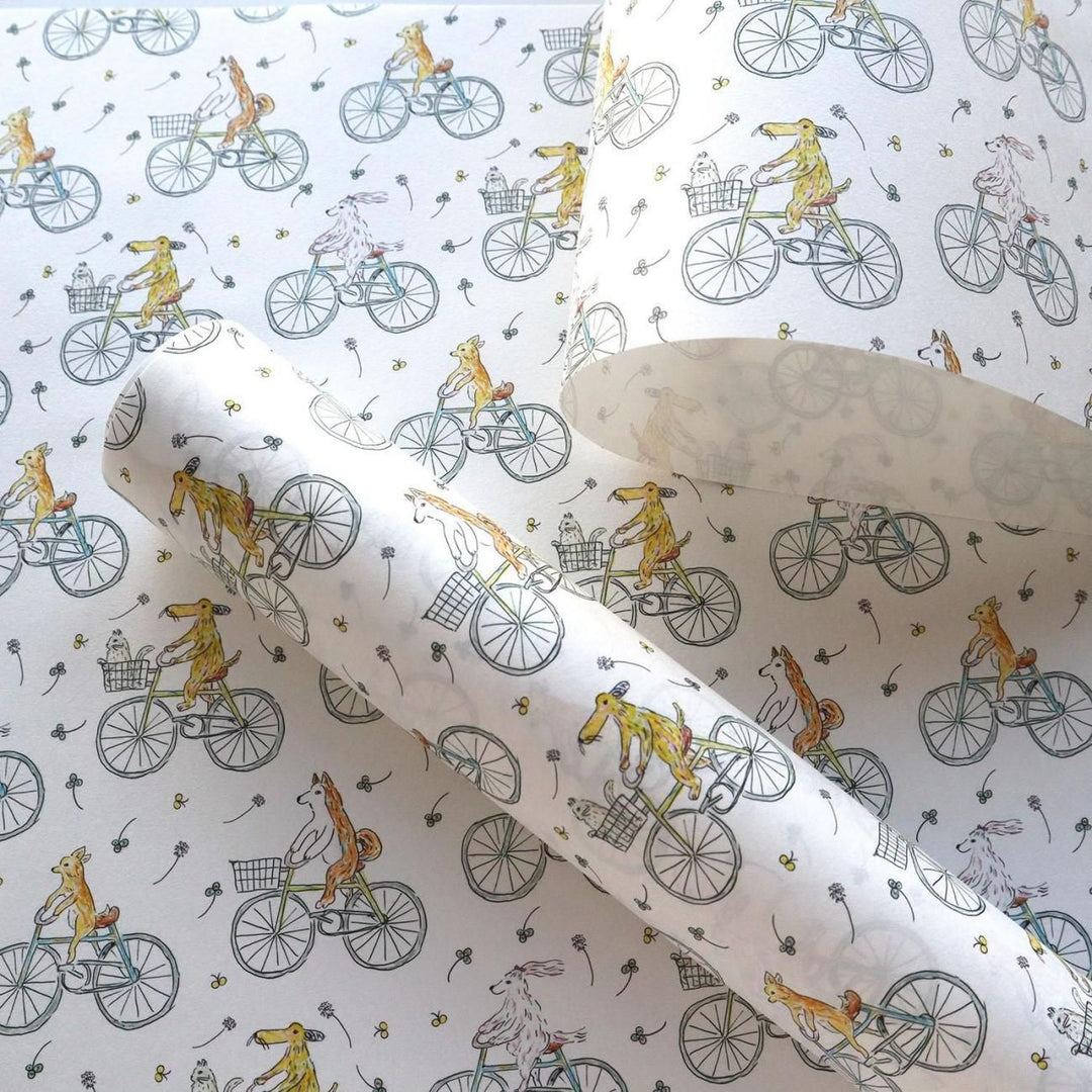 REGARO PAPIRO / Wrapping Paper -Cycling Dog /5 sheets