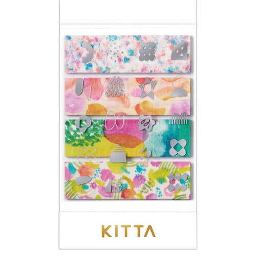 HITOTOKI / Washi Tape KITTA Collage (Silver foil)-Watercolor KITC004