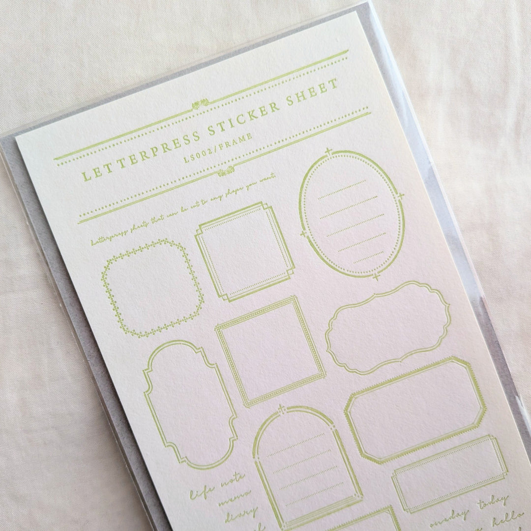 OEDA LETTERPRESS / Limited color LETTERPRESS sticker sheet [FRAME / Light green]