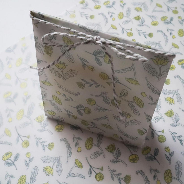 REGARO PAPIRO / Wrapping Paper(Tracing paper ) -Mini Yellow Flower /4 sheets