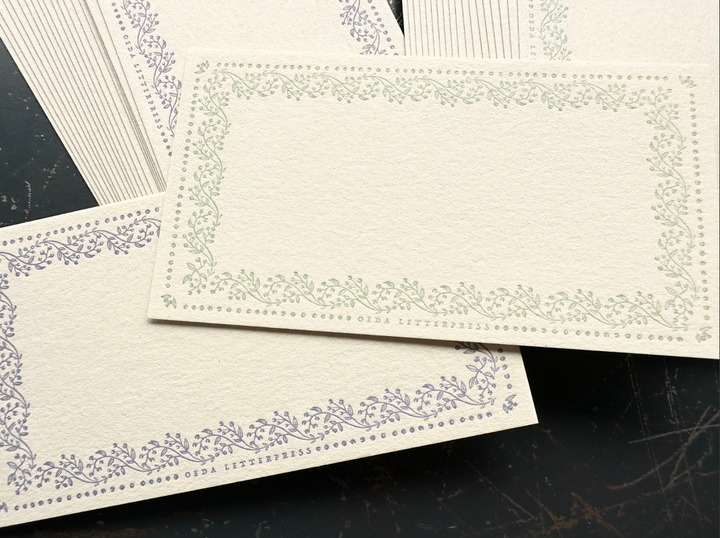 OEDA LETTERPRESS / Limited Edition Memo card 'VINE' Limited color -Lavender&Sage