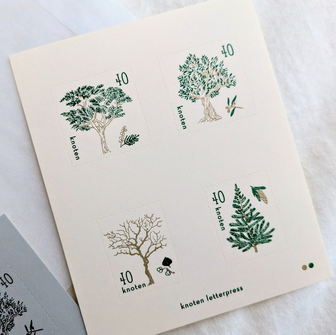 knoten letterpress / Stamp-style sticker -Trees