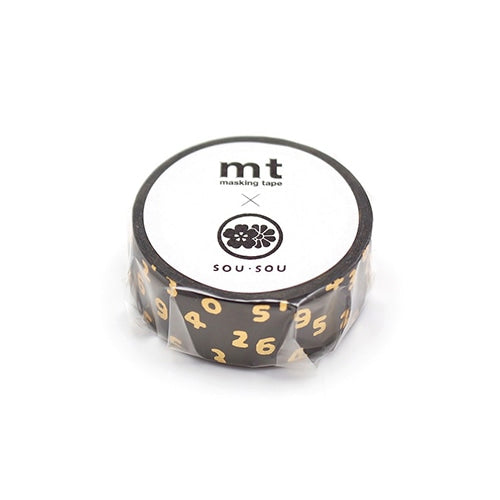 mt x SOU SOU/ Foil-staming Washi Tape - Golden Numbers MTSOU27