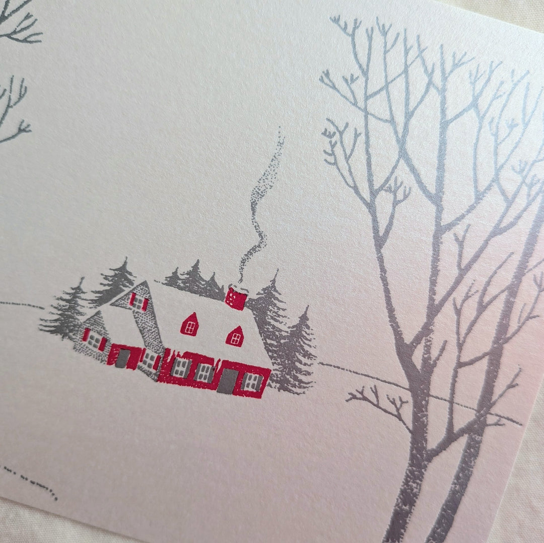 knoten letterpress / Post Card -Winter House /quartz (Glitter)