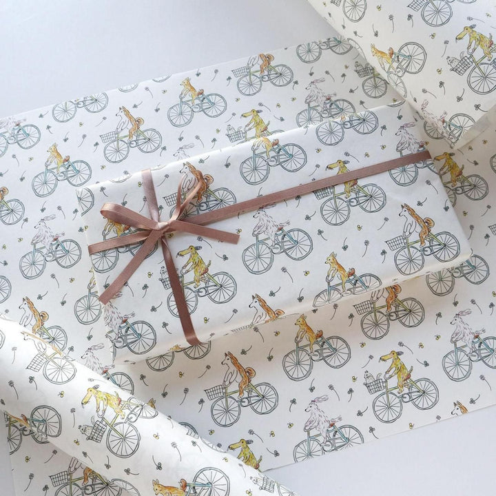REGARO PAPIRO / Wrapping Paper -Cycling Dog /5 sheets